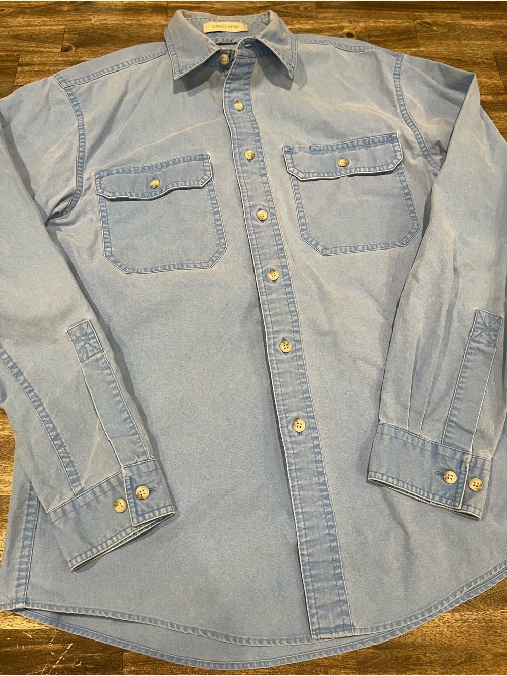 L.L.Bean Slightly Fitted Blue Oxford Button Down Shirt Medium 100% Cotton